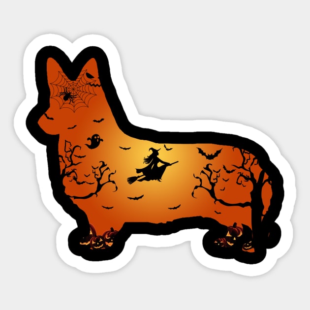 Corgi Halloween Mens Womens Sticker by Elliottda